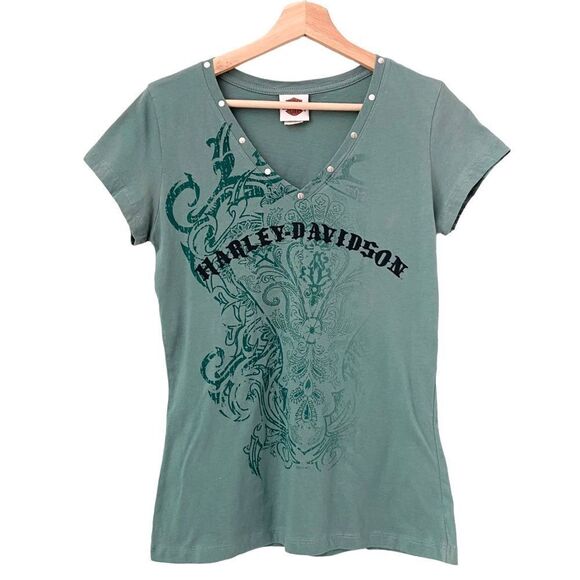 Barnett Harley-Davidson Basic V-neck Tee El Paso, Texas in Size Medium - Picture 1 of 8